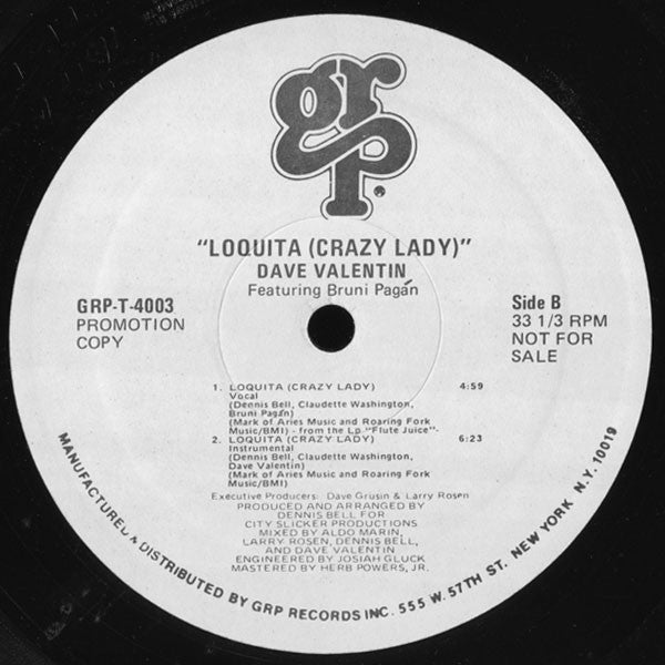 Dave Valentin Featuring Bruni Pagán* : Loquita (Crazy Lady) (12", Promo)