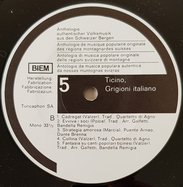 Various : Ticino, Grigioni Italiano (10", Mono)