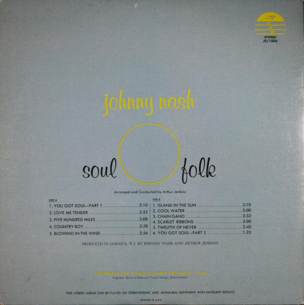 Johnny Nash : Soul Folk (LP, Album, Mon)