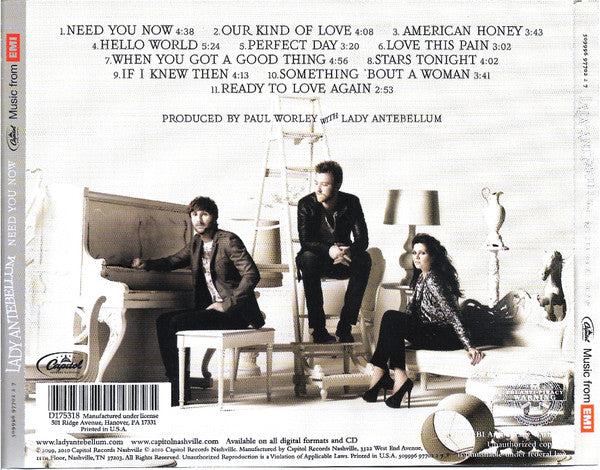 Lady Antebellum : Need You Now (CD, Album, Club)