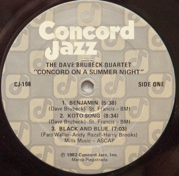 The Dave Brubeck Quartet : Concord On A Summer Night (LP, Album)
