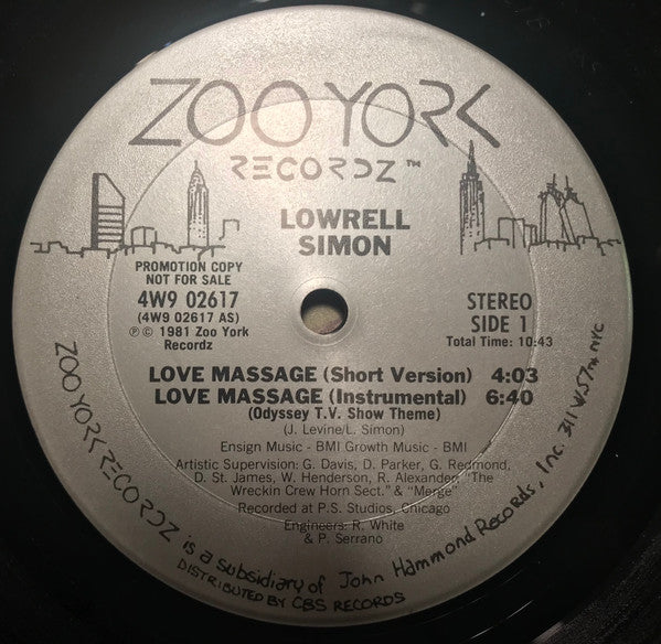 Lowrell Simon : Love Massage (12", Promo)