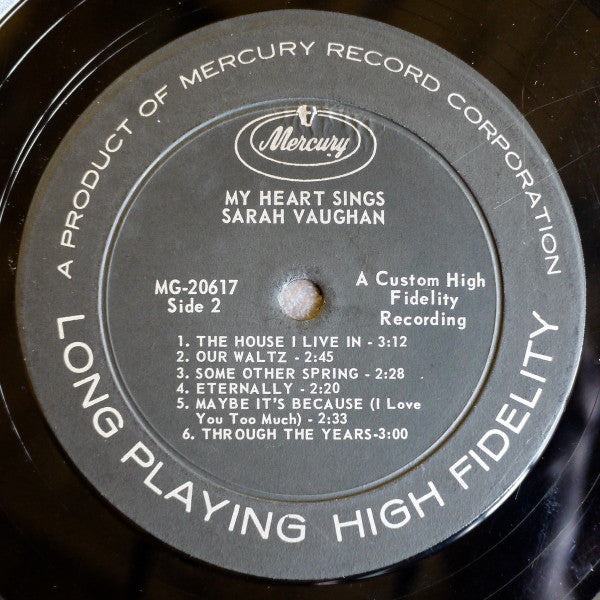 Sarah Vaughan : My Heart Sings (LP, Album, Mono)