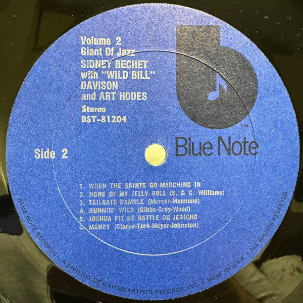 Sidney Bechet With "Wild Bill" Davison* And Art Hodes : Volume 2 (LP, Album, RM)