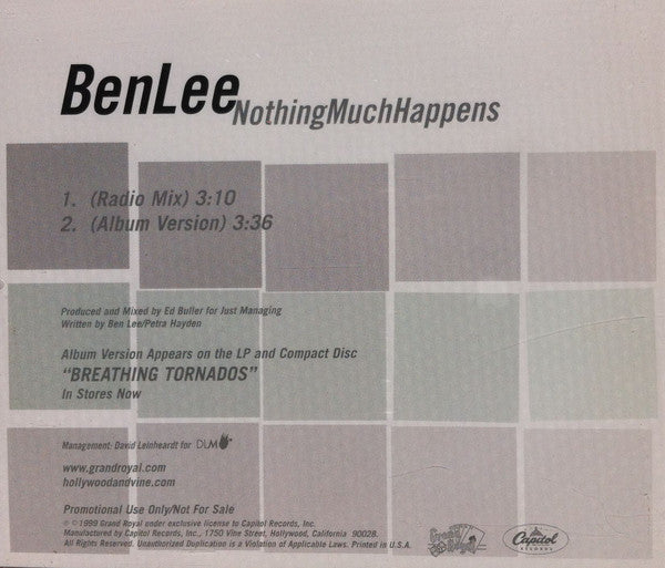 Ben Lee : Nothing Much Happens (CD, Single, Promo)