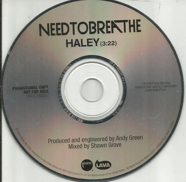 Needtobreathe : Haley (CD, Single, Promo)