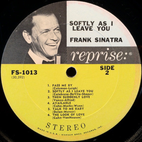 Frank Sinatra : Softly, As I Leave You (LP, Album, RP)