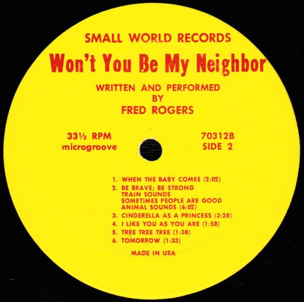 Misterogers* : Won't You Be My Neighbor? (LP, Album, Mono)