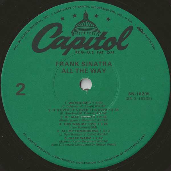Frank Sinatra : All The Way (LP, Comp, RE, A1 )