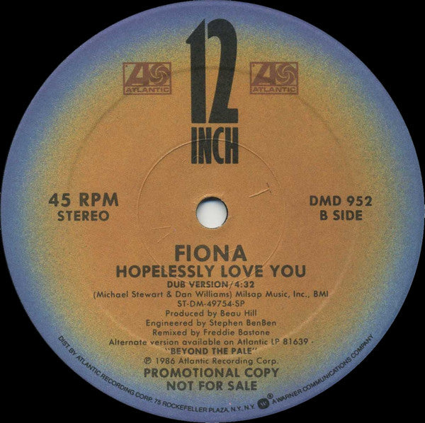 Fiona (4) : Hopelessly Love You (12", Promo)