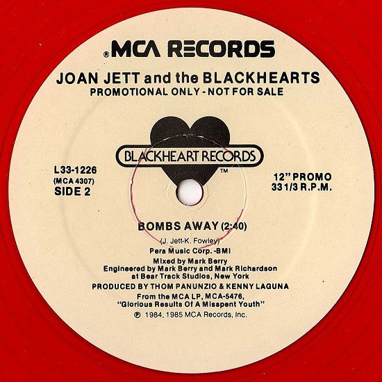 Joan Jett & The Blackhearts : Cherry Bomb (12" Version) (12", Single, Promo, Red)