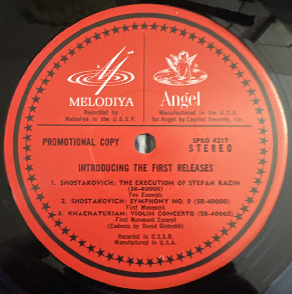 Vitaly Romadsky, Государственный Академический Русский Хор Им. А. В. Свешникова, Moscow Philharmonic Orchestra, Kiril Kondrashin, Aram Khatchaturian, Gennadi Rozhdestvensky, Rudolf Barshai, David Oistrach : The First Releases - February 1967 (LP, Comp, Mono, Ltd, Promo)