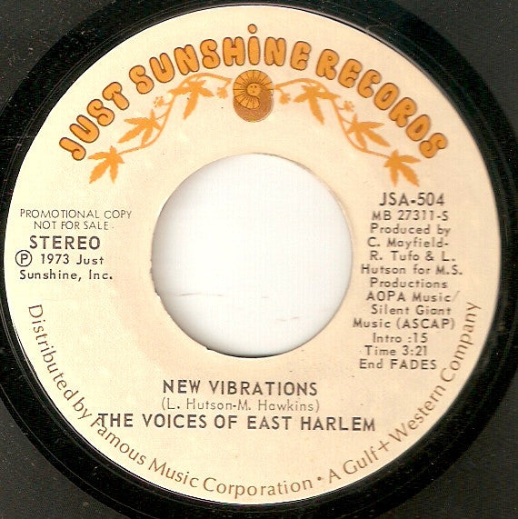 The Voices Of East Harlem : Giving Love / New Vibrations (7", Promo, Styrene)