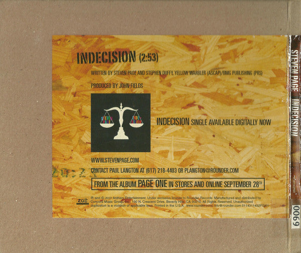 Steven Page : Indecision (CD, Single, Promo)