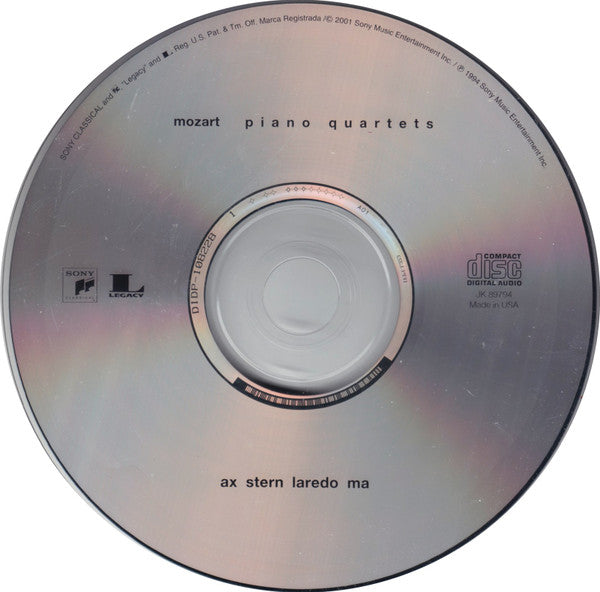Mozart* - Ax*, Stern*, Laredo*, Ma* : Piano Quartets (CD, RE)