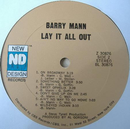 Barry Mann : Lay It All Out (LP, Album)