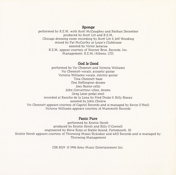 Various : Sweet Relief II Sampler Featuring R.E.M. (CD, Promo, Smplr)