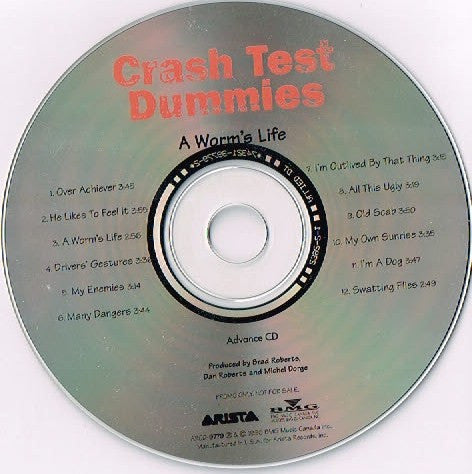 Crash Test Dummies : A Worm's Life - Advance CD (CD, Advance, Album, Promo)
