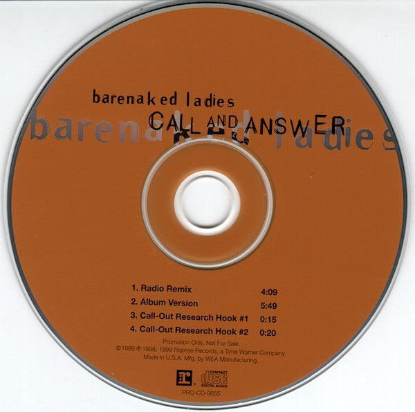 Barenaked Ladies : Call And Answer (CD, Single, Promo)