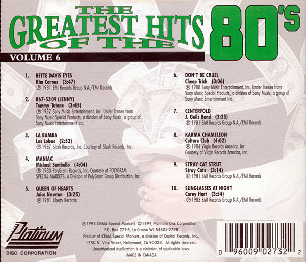 Various : The Greatest Hits Of The 80's: The Decade Of Excess (CD, Comp)