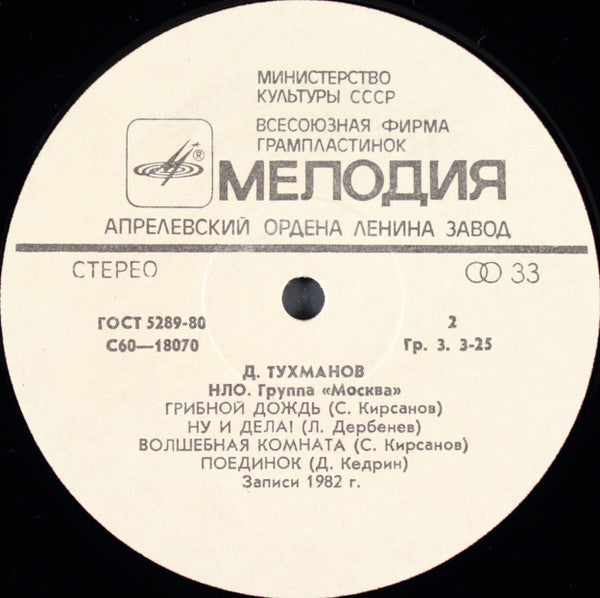 Давид Тухманов, Москва : Н.Л.О. (LP, Album, Lam)