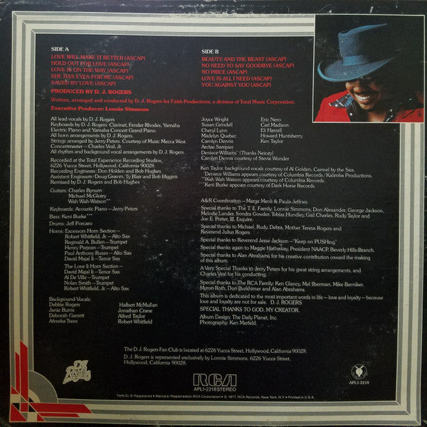 D. J. Rogers : Love, Music And Life (LP, Album)