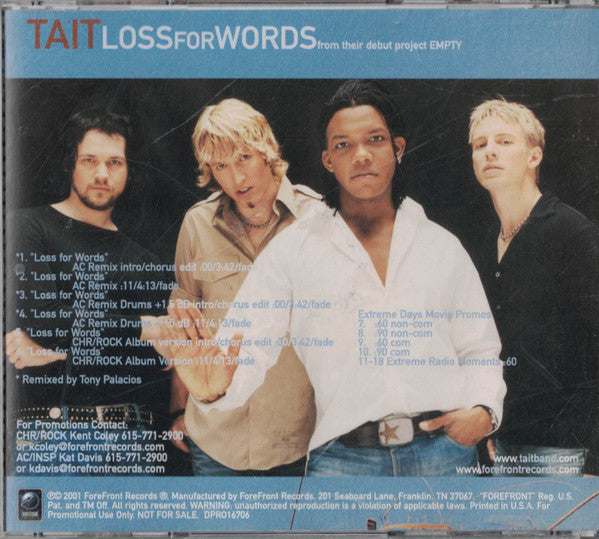 Tait : Loss For Words (CD, Single, Promo)