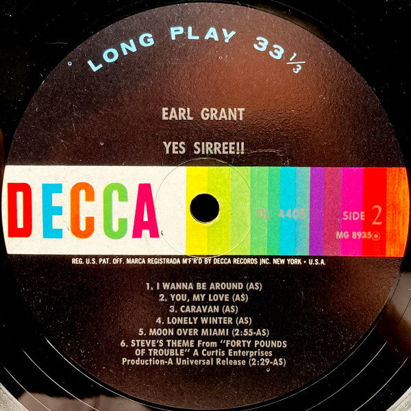 Earl Grant : Yes Sirree! (LP, Album, Mono)