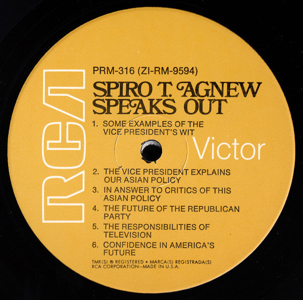 Spiro T. Agnew : Spiro T. Agnew Speaks Out (LP, Album, Ind)