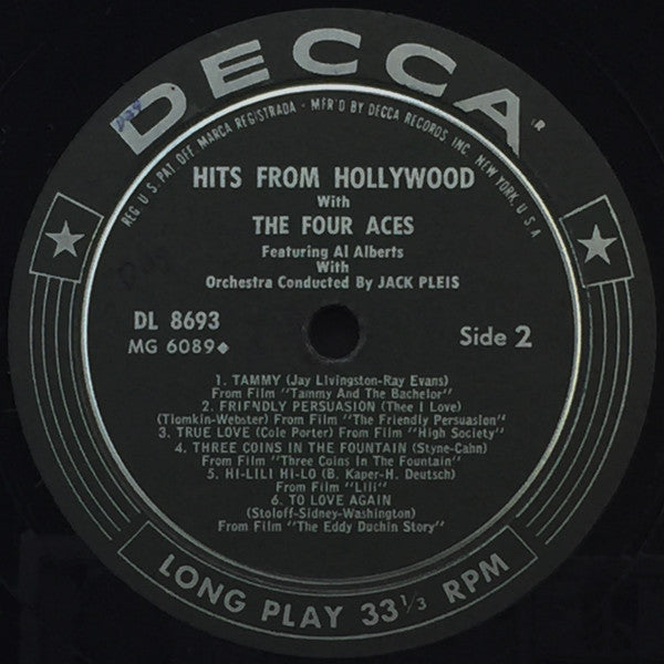 The Four Aces Featuring Al Alberts : Hits From Hollywood (LP, Album)