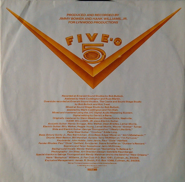 Hank Williams Jr. : Five-O (LP, Album, Spe)