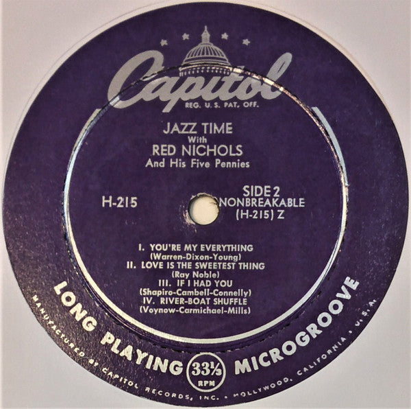 Red Nichols And His Five Pennies : Jazz Time With Red Nichols (10")