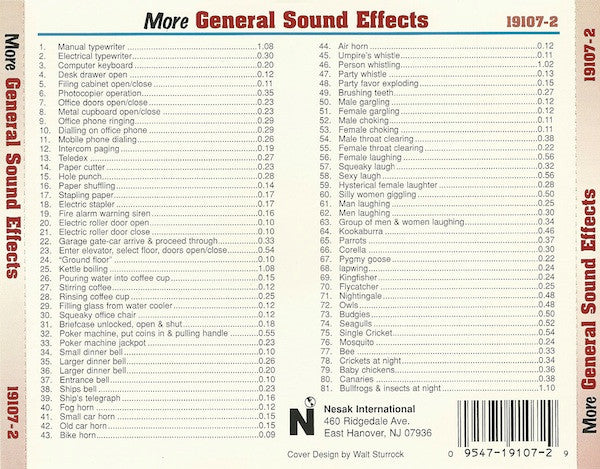 Unknown Artist : More General Sound Effects (CD, Comp)