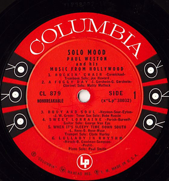 Paul Weston And His Music From Hollywood : Solo Mood (LP, Album, Mono)