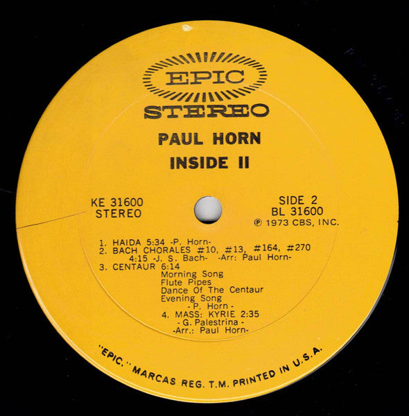 Paul Horn : Inside II (LP, Album, Ter)
