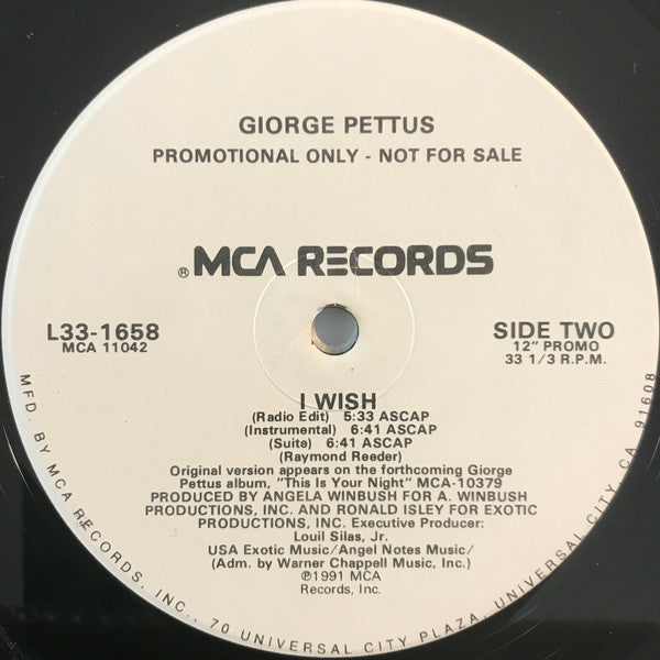 Giorge Pettus : I Wish (12", Promo)