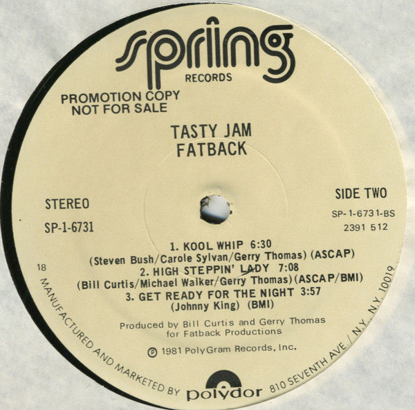 Fatback* : Tasty Jam (LP, Album, Promo)