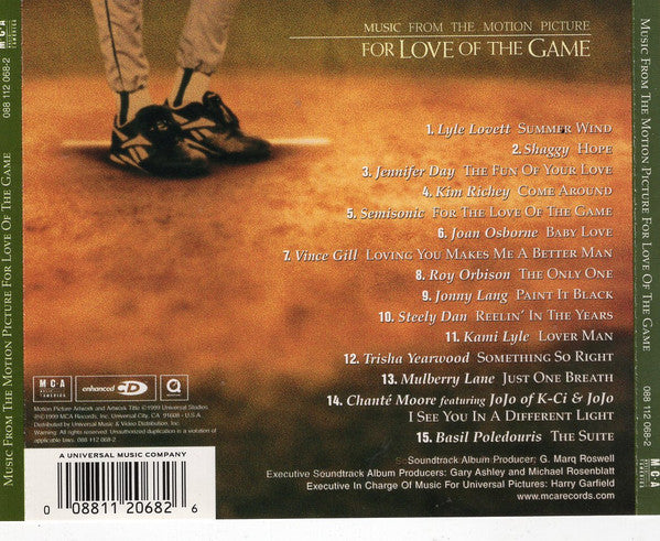 Various : For Love Of The Game (Music From The Motion Picture) (CD, Album, Comp, Enh)