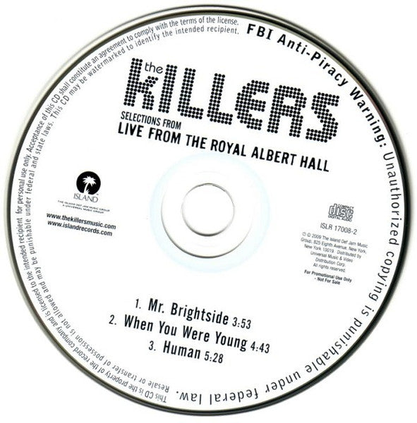 The Killers : Selections From Live From The Royal Albert Hall (CD, Promo, Smplr)