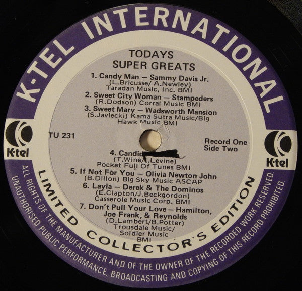 Various : Today's Super Greats Part-1 (LP, Comp, Ltd, RE)