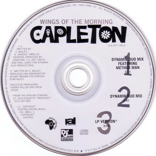 Capleton : Wings Of The Morning (CD, Single)
