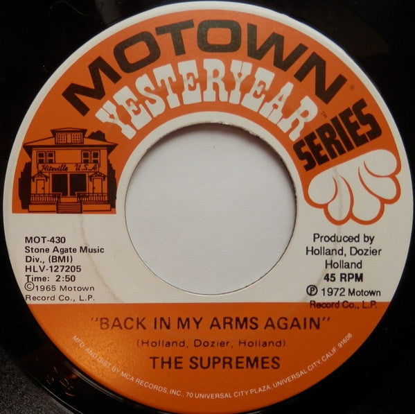 The Supremes : Stop! In The Name Of Love / Back In My Arms Again (7")