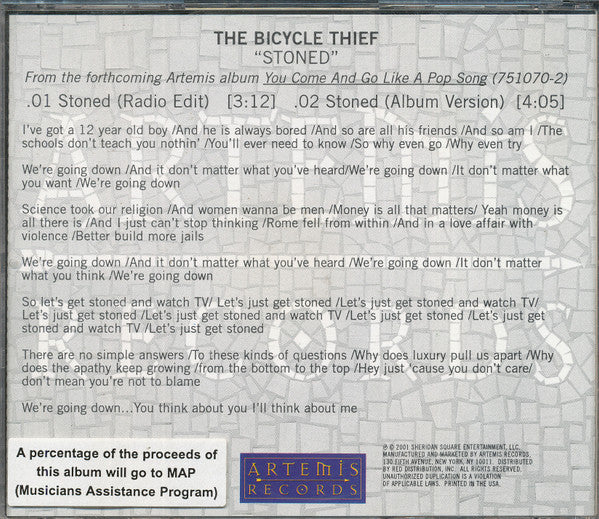 The Bicycle Thief : Stoned (CD, Single, Promo)