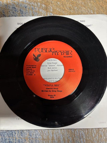 Greg Haage : You'll See (7")