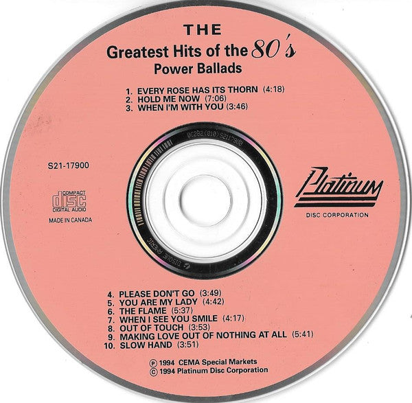 Various : The Greatest Hits Of The 80's - Power Ballads (CD, Comp)