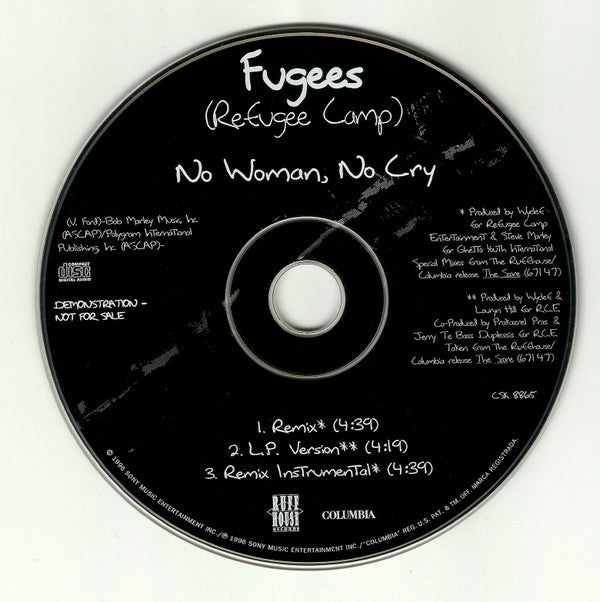 Fugees (Refugee Camp)* : No Woman, No Cry (CD, Single, Promo)