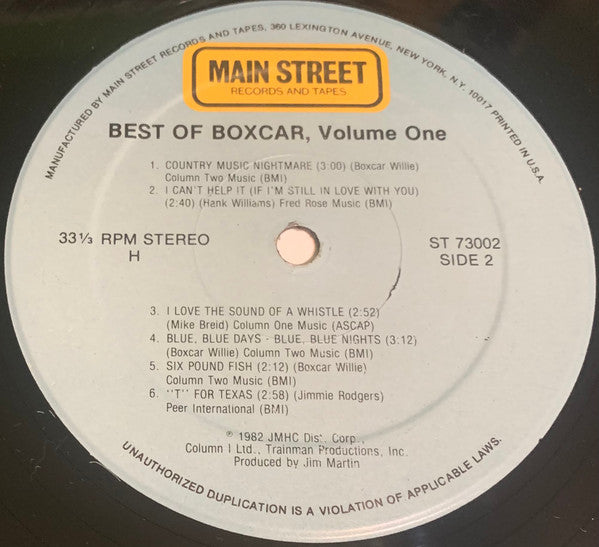 Boxcar Willie : Best Of Boxcar, Vol. One (LP, Comp)