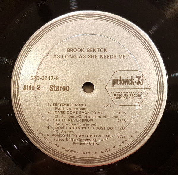 Brook Benton : As Long As She Needs Me (LP)