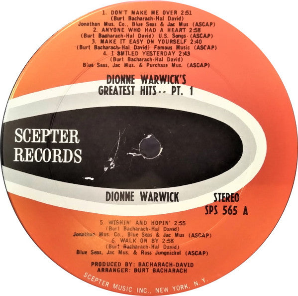 Dionne Warwick : Dionne Warwick's Golden Hits - Part One (LP, Comp, Ter)