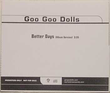 Goo Goo Dolls : Better Days (CD, Single, Promo)